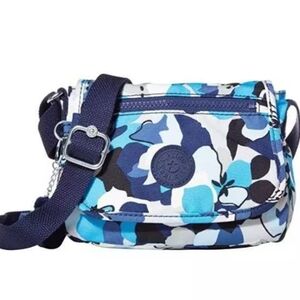 Kipling Blue and White Crossbody Bag with Modern Camouflage